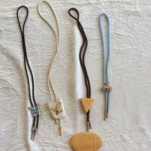 Assorted Bolo Ties with Unique Pendants for Western and a matching buckle